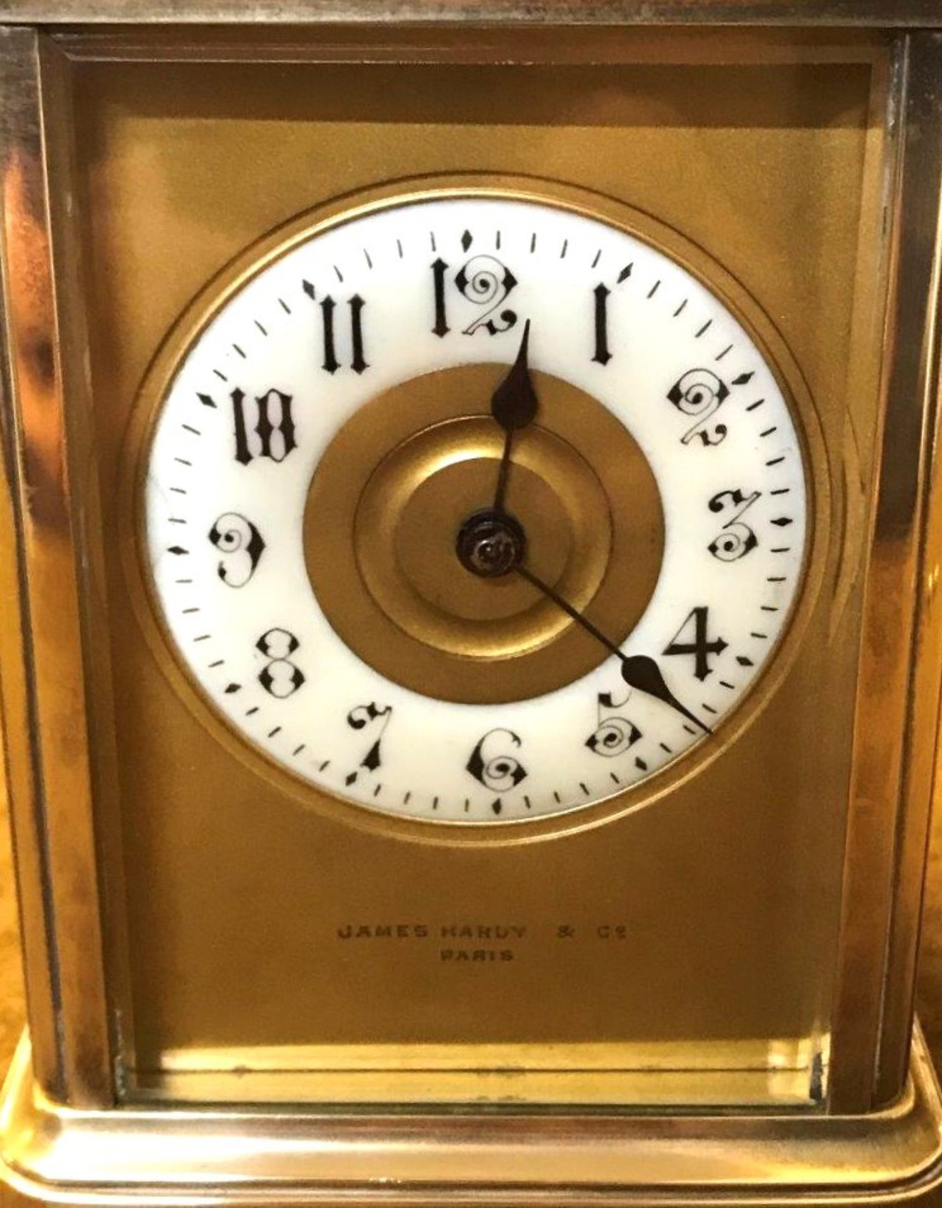 Antique Brass Striking Carriage Clock Retailed by James Hardy & Co Paris