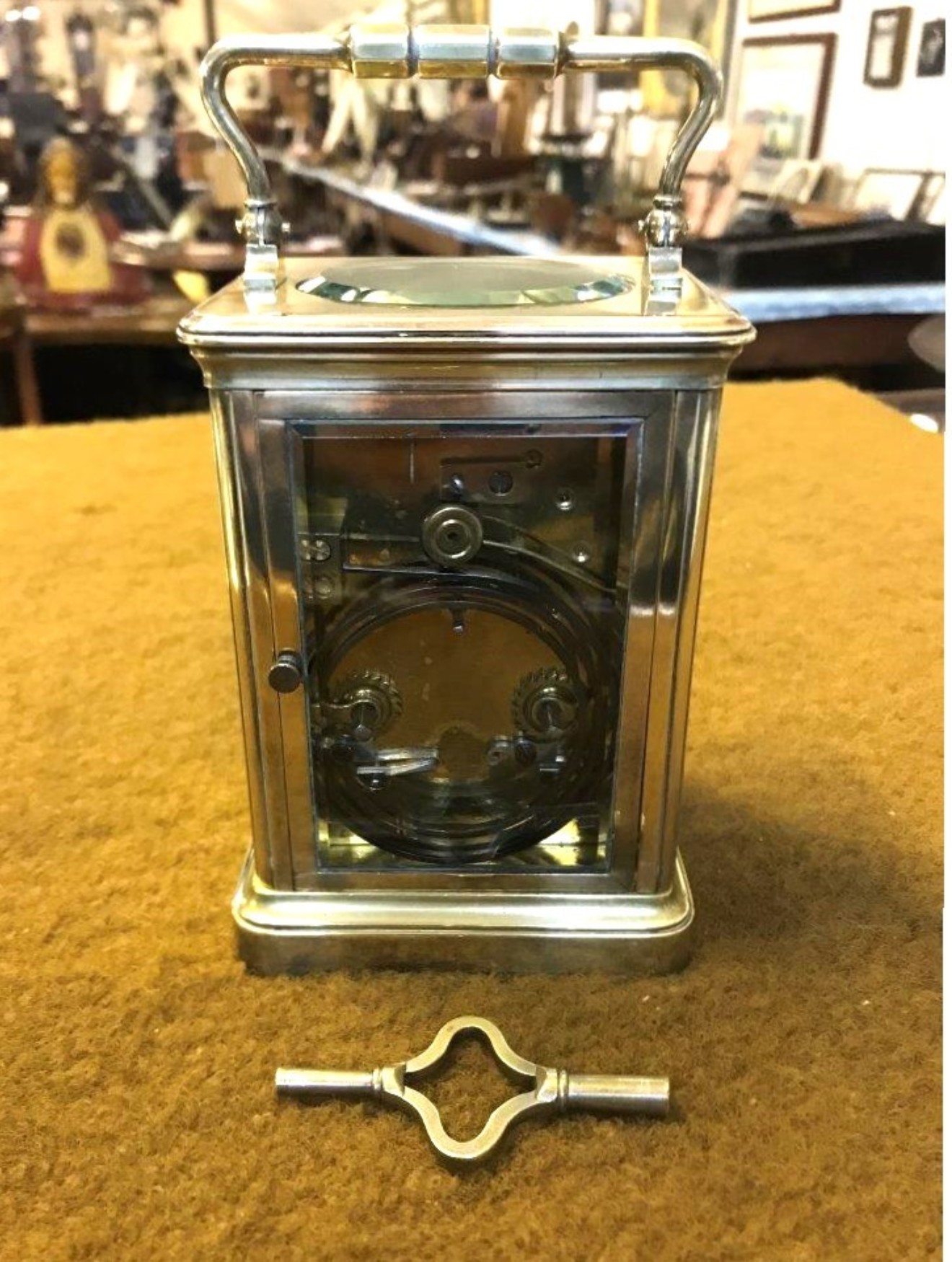 Antique Brass Striking Carriage Clock Retailed by James Hardy & Co Paris