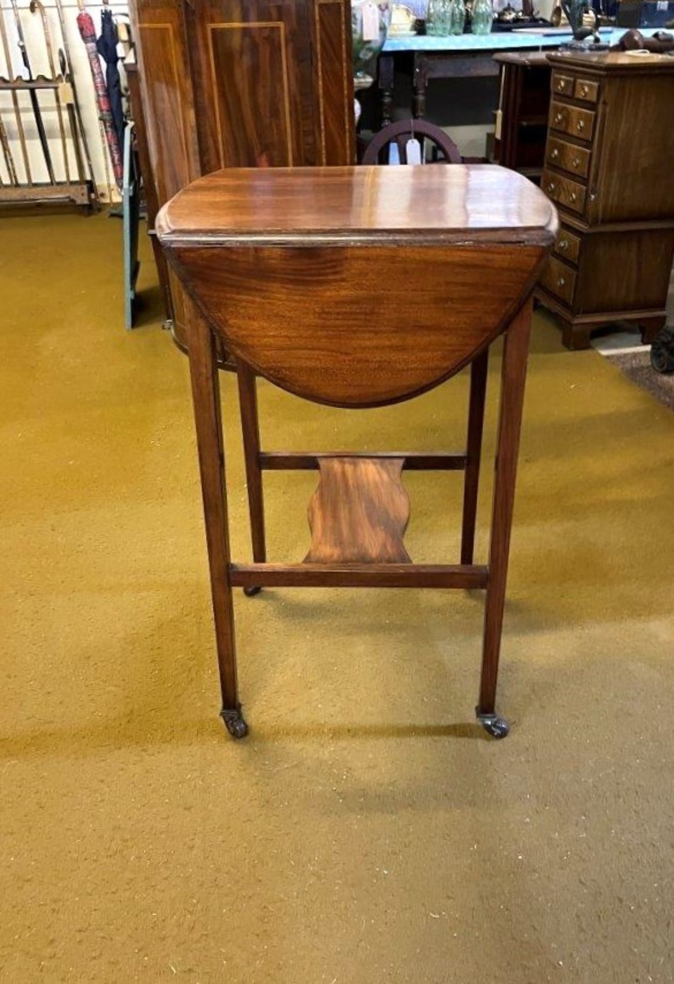 Edwardian Mahogany Oval Drop Leaf Occasional Table