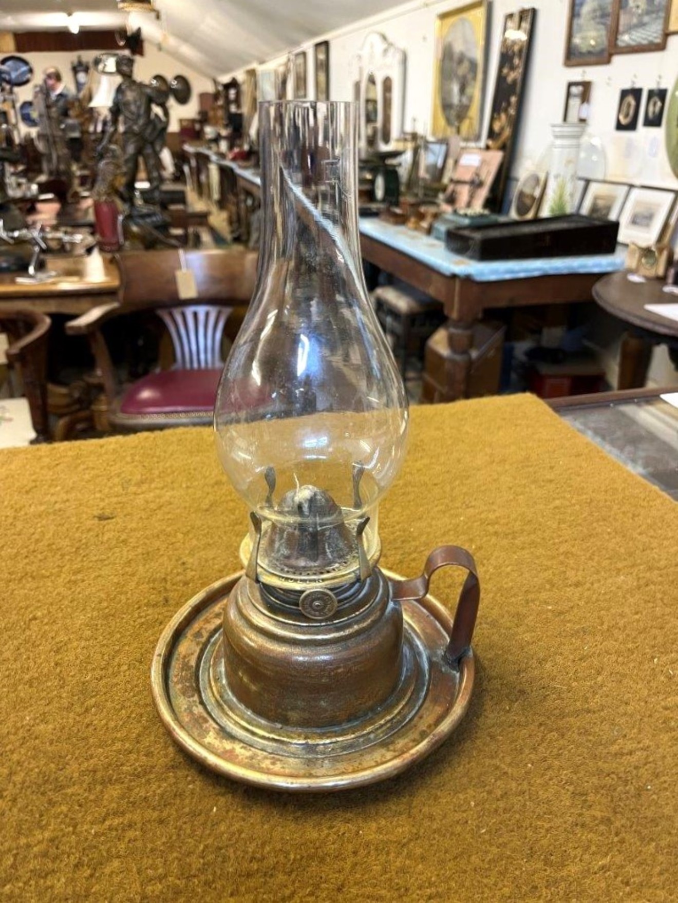 Victorian Copper Brass Finger Oil Lamp