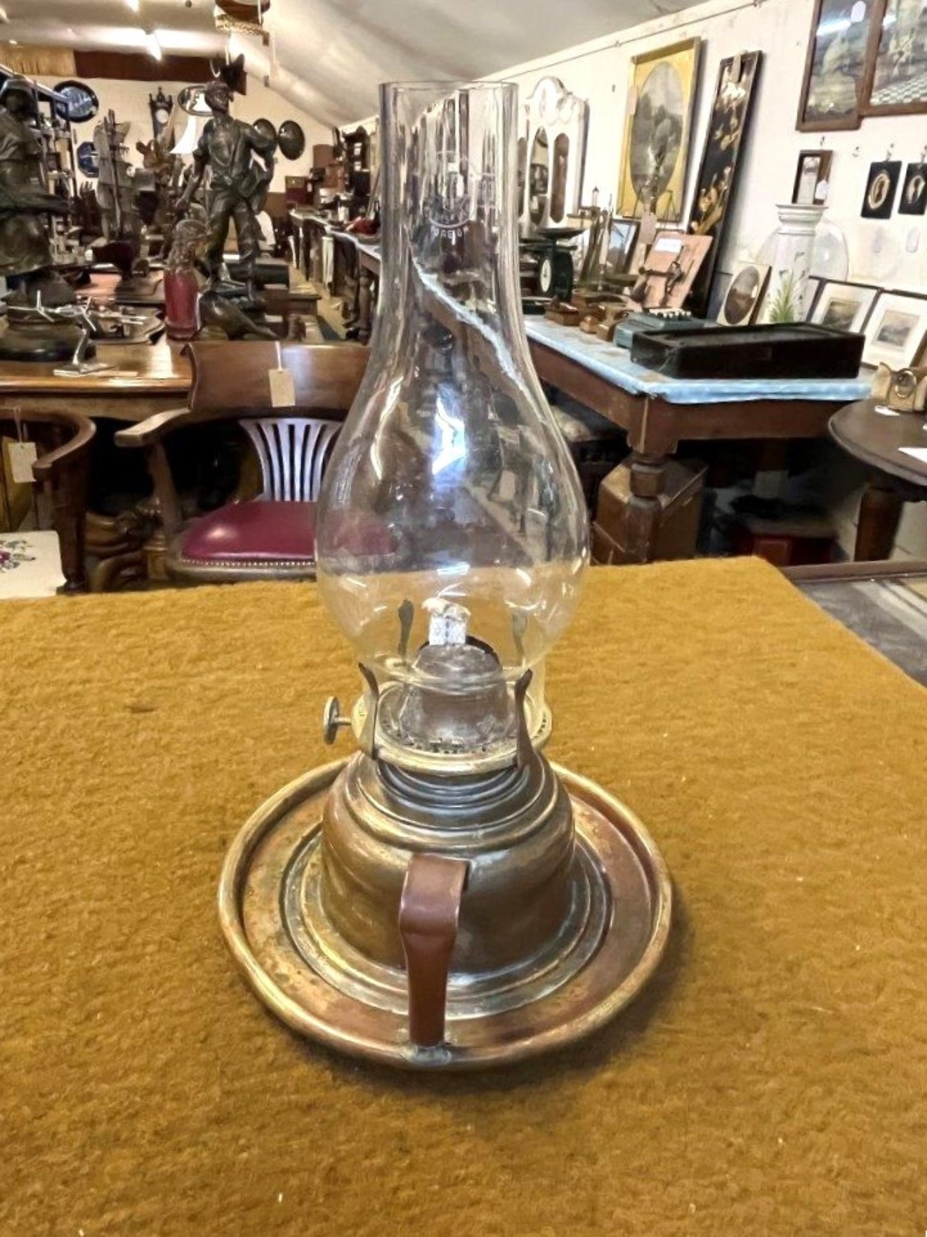 Victorian Copper Brass Finger Oil Lamp