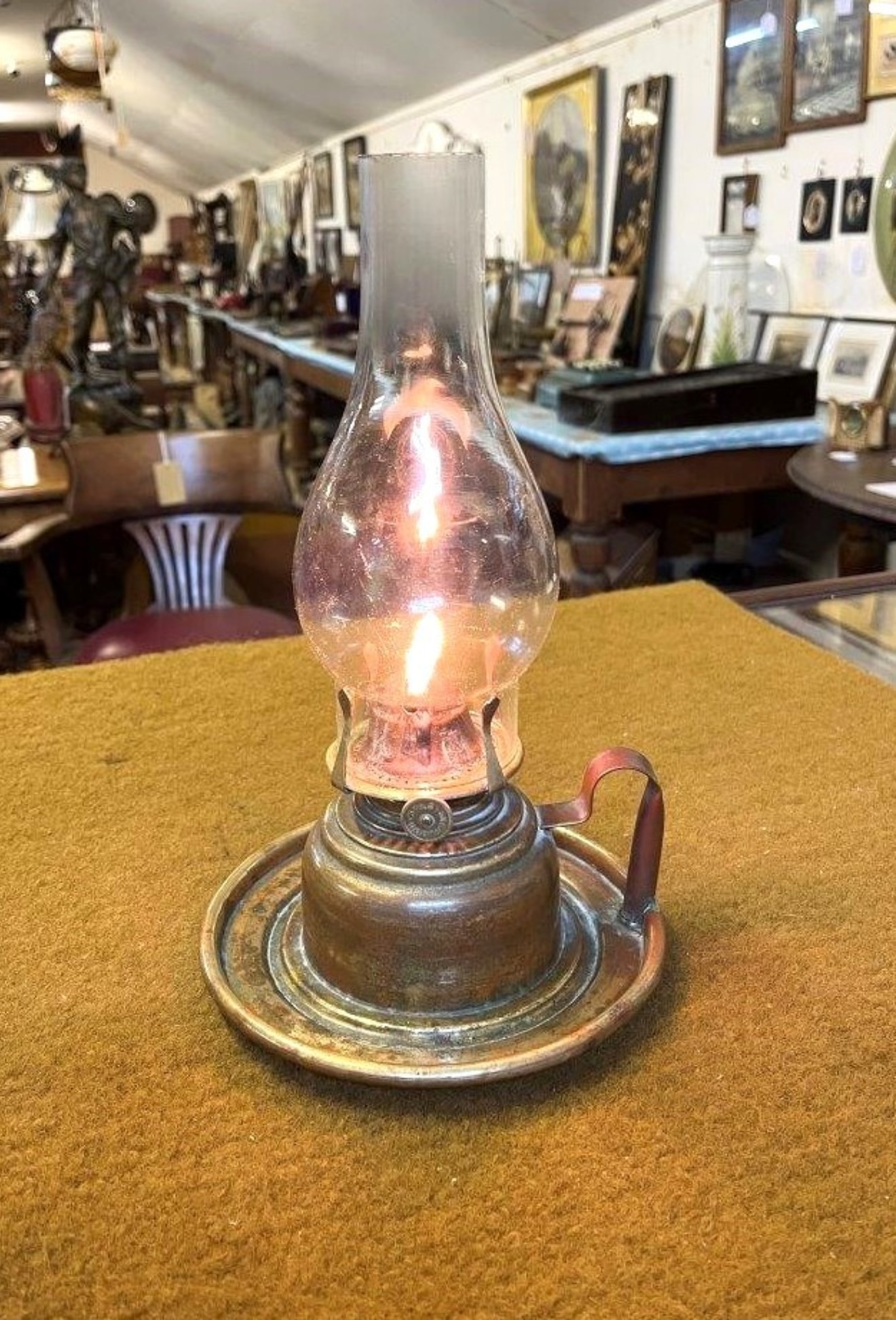 Victorian Copper Brass Finger Oil Lamp