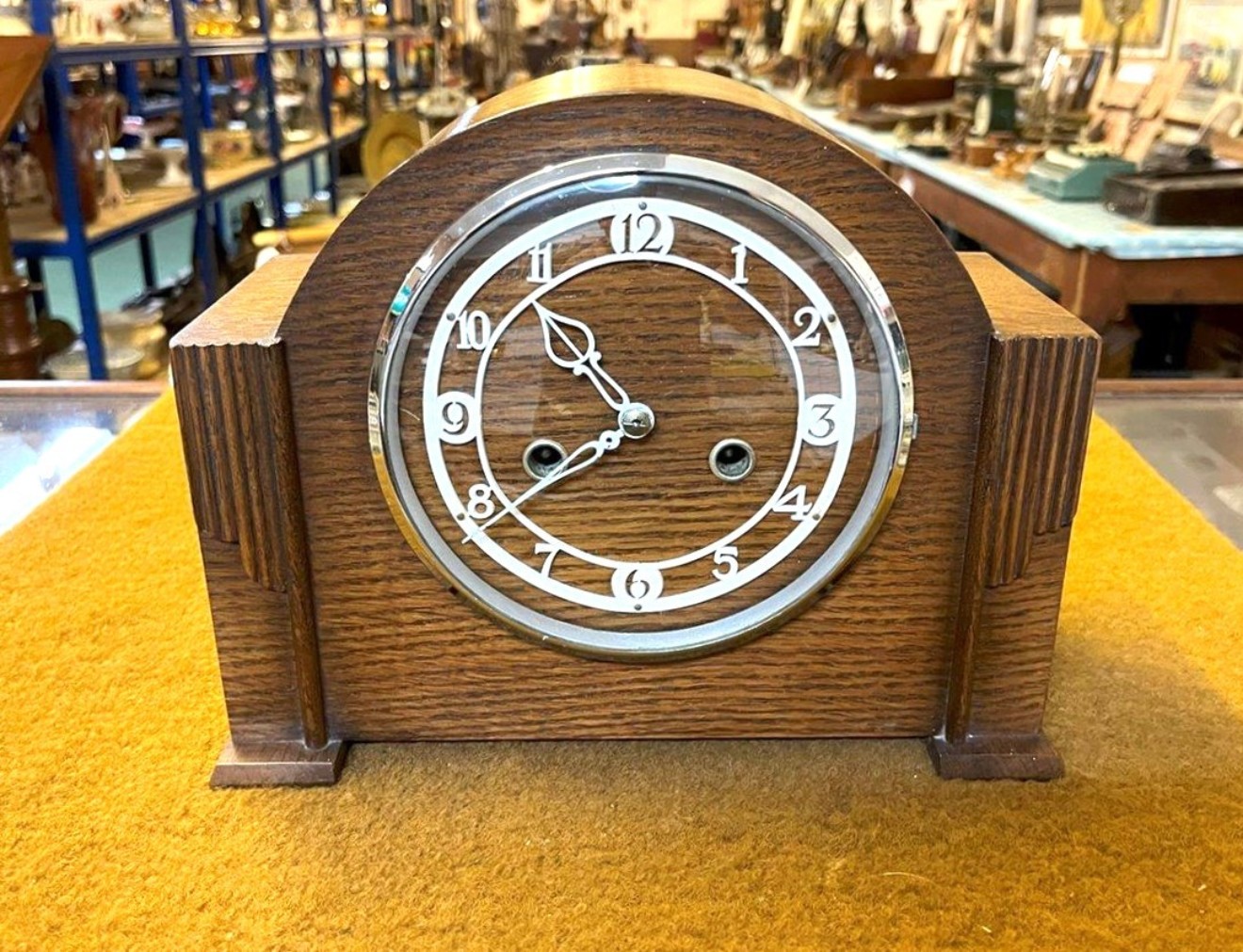 Vintage Art Deco Style Oak Mantle Clock by Smiths Enfield