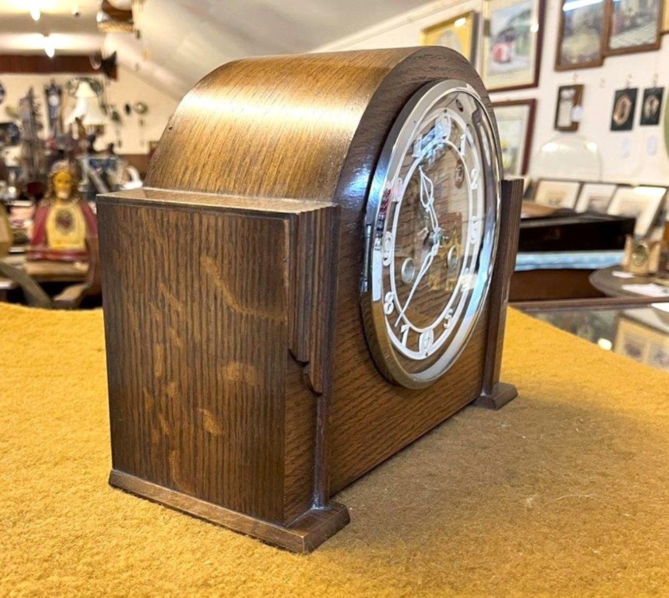 Vintage Art Deco Style Oak Mantle Clock by Smiths Enfield