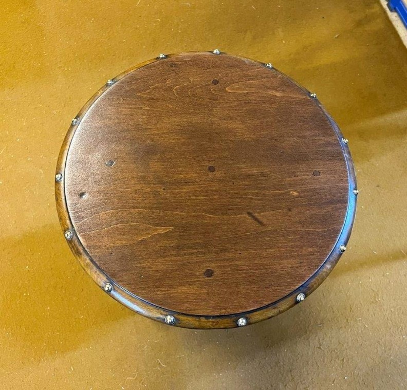 Antique Mahogany Gypsy Table with Turned Legs and Brass Studding