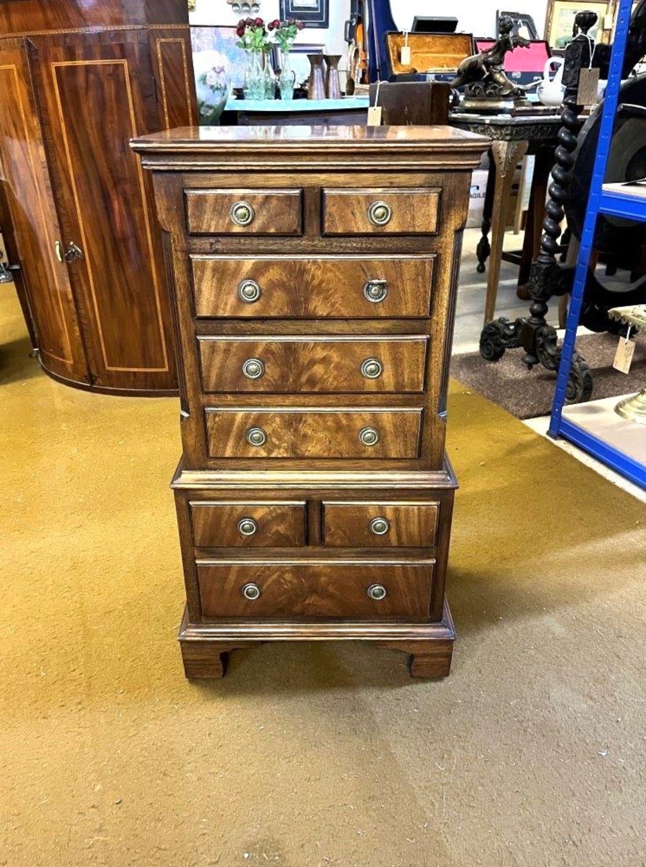 Vintage Mahogany Bevan Funnel Reprodux Chest of Drawers