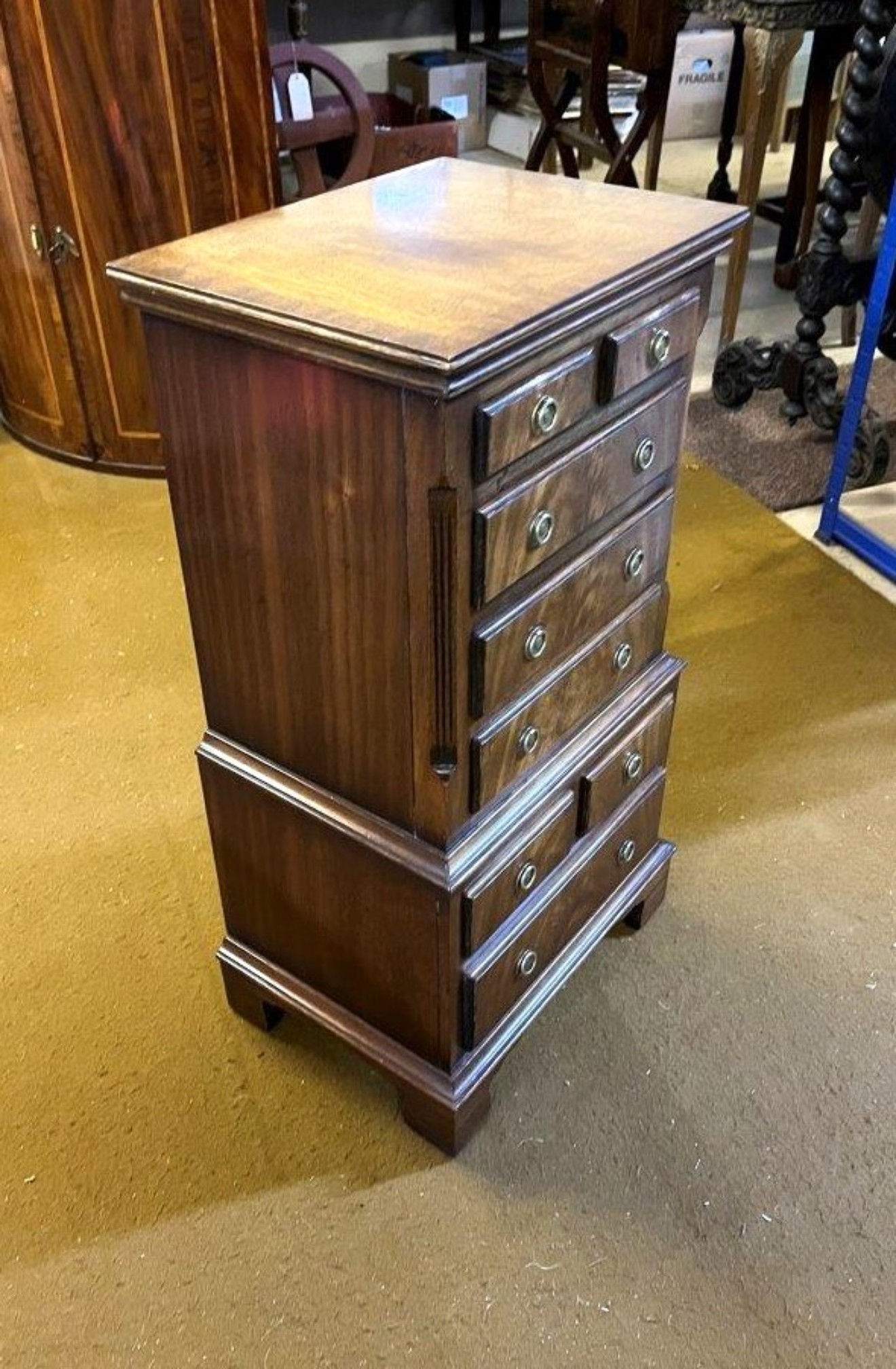 Vintage Mahogany Bevan Funnel Reprodux Chest of Drawers