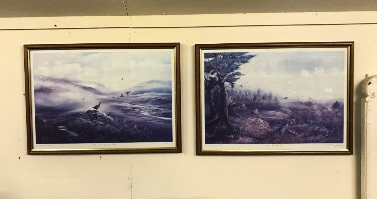 Vintage Pair of Limited Edition Prints by Braemar Artist Willie Forbes, Plate 1 "Dawn before the Twelfth" and Plate 2 "The First Drive" Both Numbered No 71 of 750 and Signed W Forbes