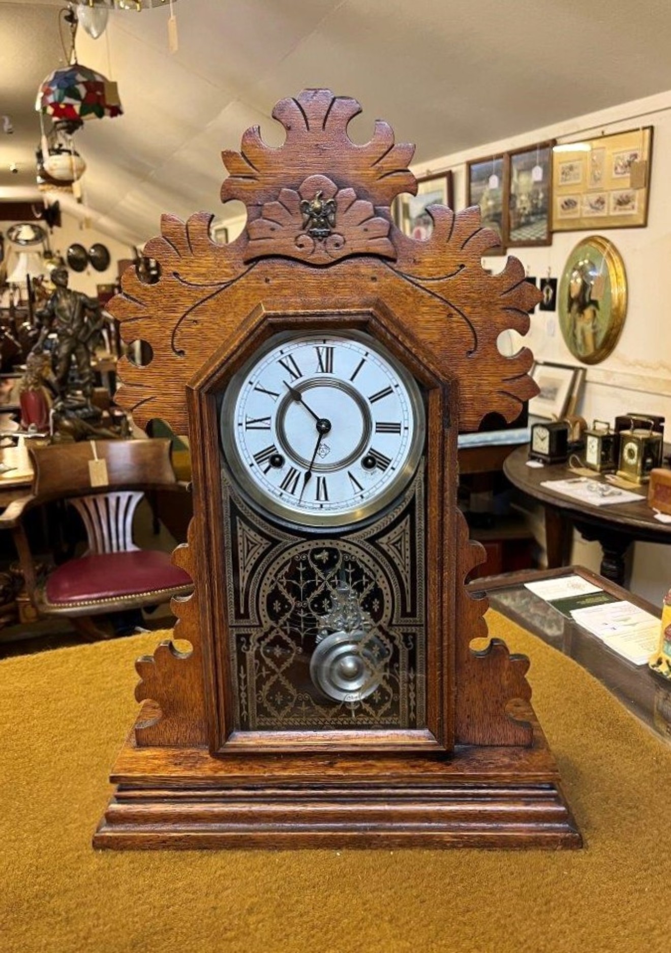 Antique American Gingerbread Clock by The Ansonia Clock Company New York