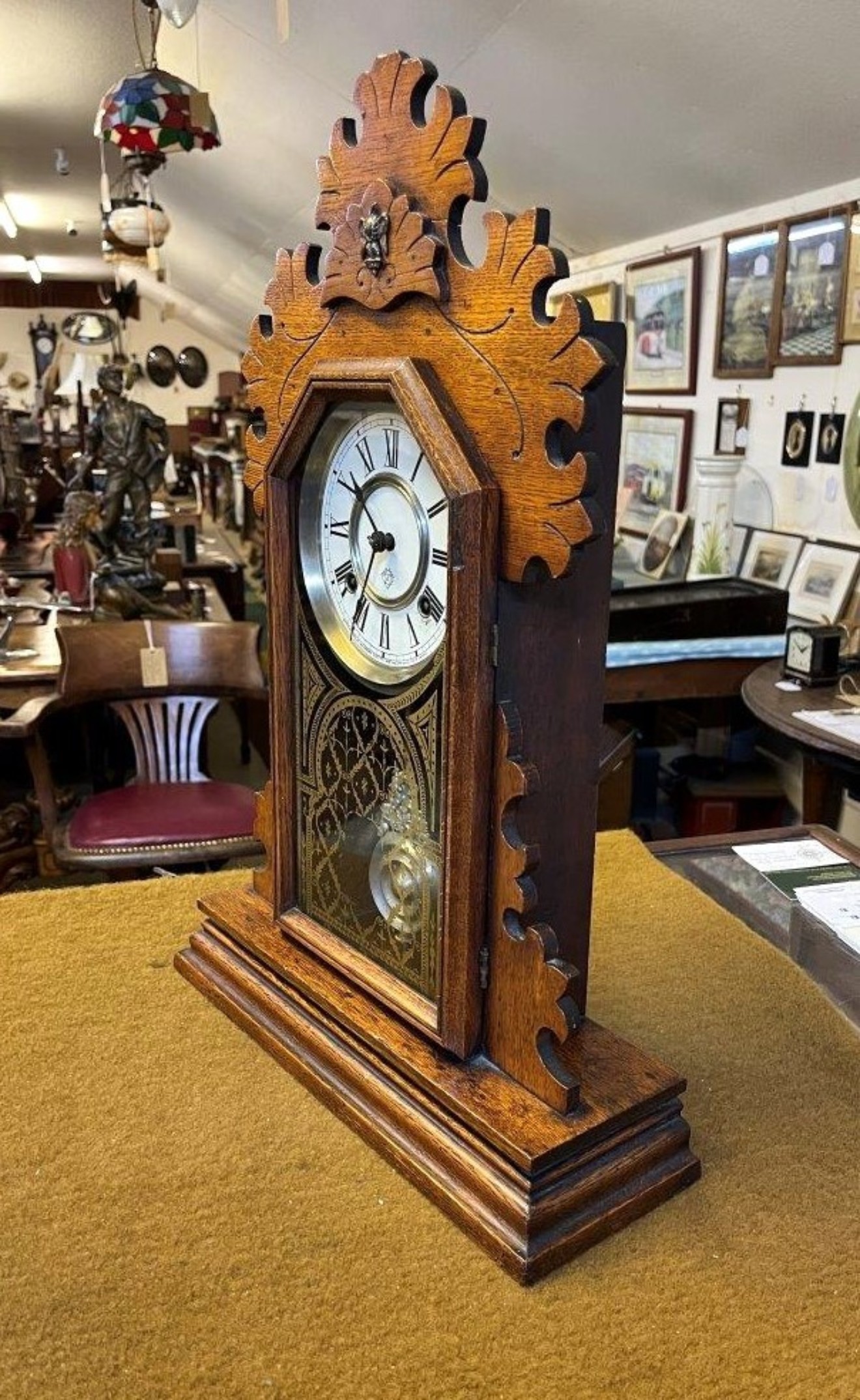 Antique American Gingerbread Clock by The Ansonia Clock Company New York