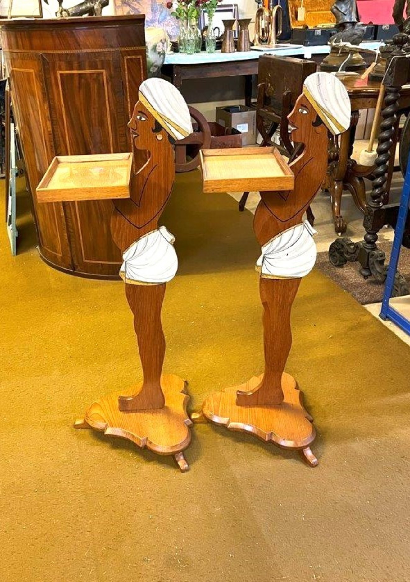 Vintage Pair of Art Deco Style Dumb Waiter / Card Stands