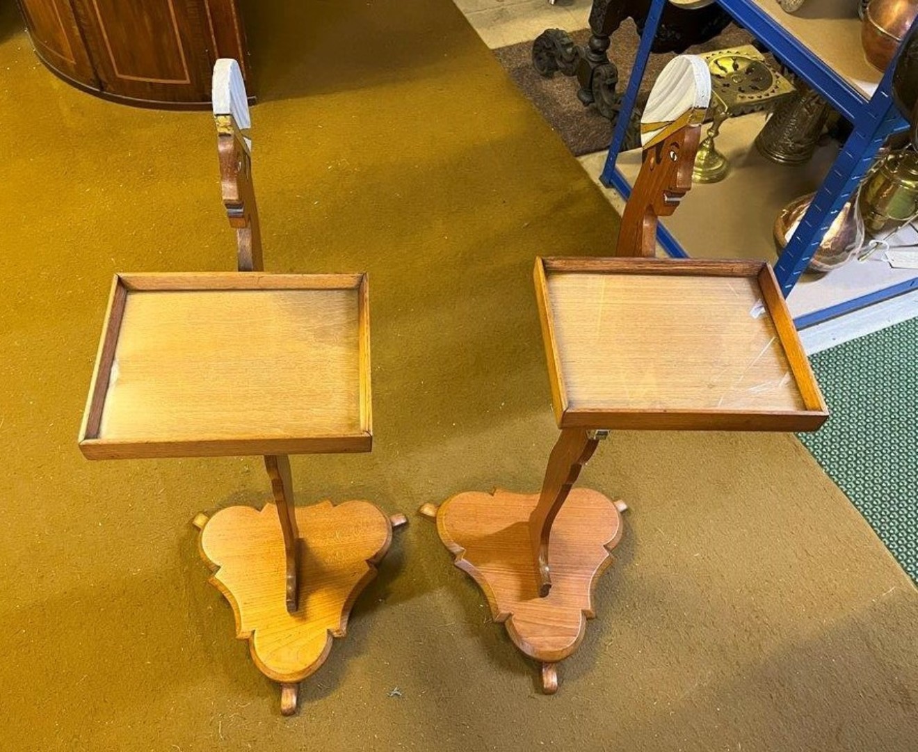 Vintage Pair of Art Deco Style Dumb Waiter / Card Stands