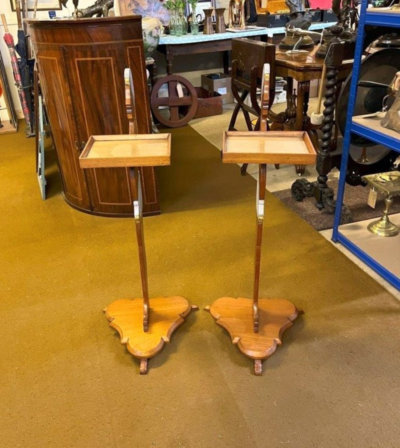 Vintage Pair of Art Deco Style Dumb Waiter / Card Stands