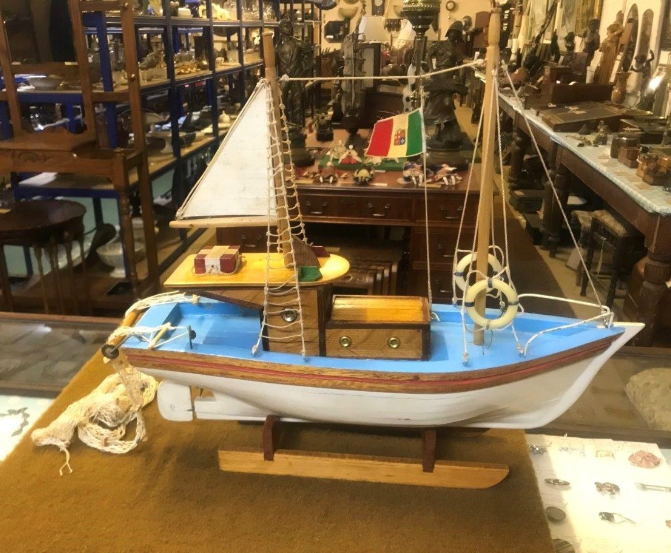 Vintage Wooden Scratch Built Model Fishing Boat Complete with Nets - Bruce  of Ballater