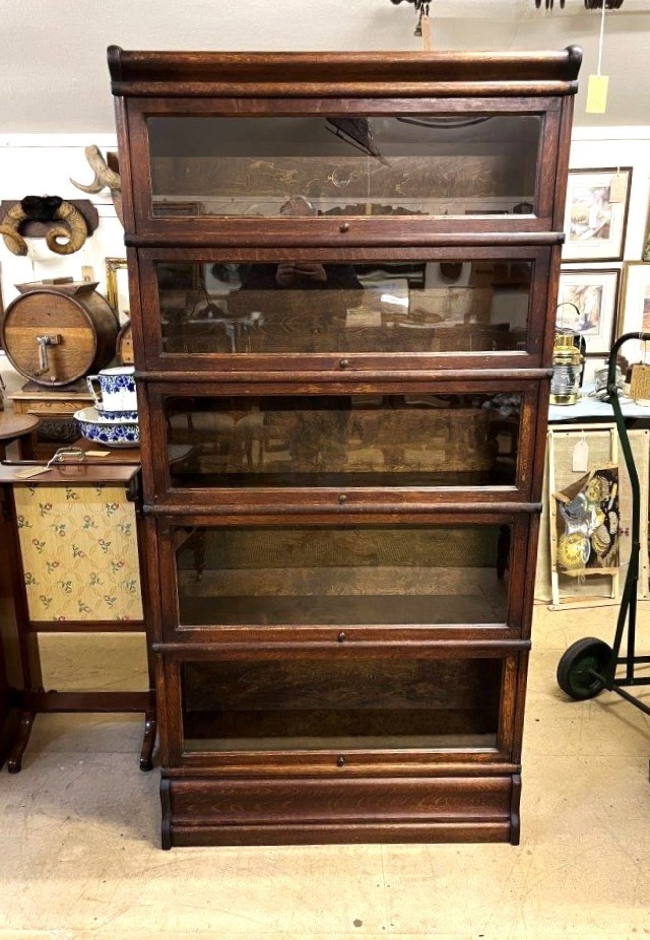 Antique 5 Tier Globe Wernicke Oak Barrister's Bookcase