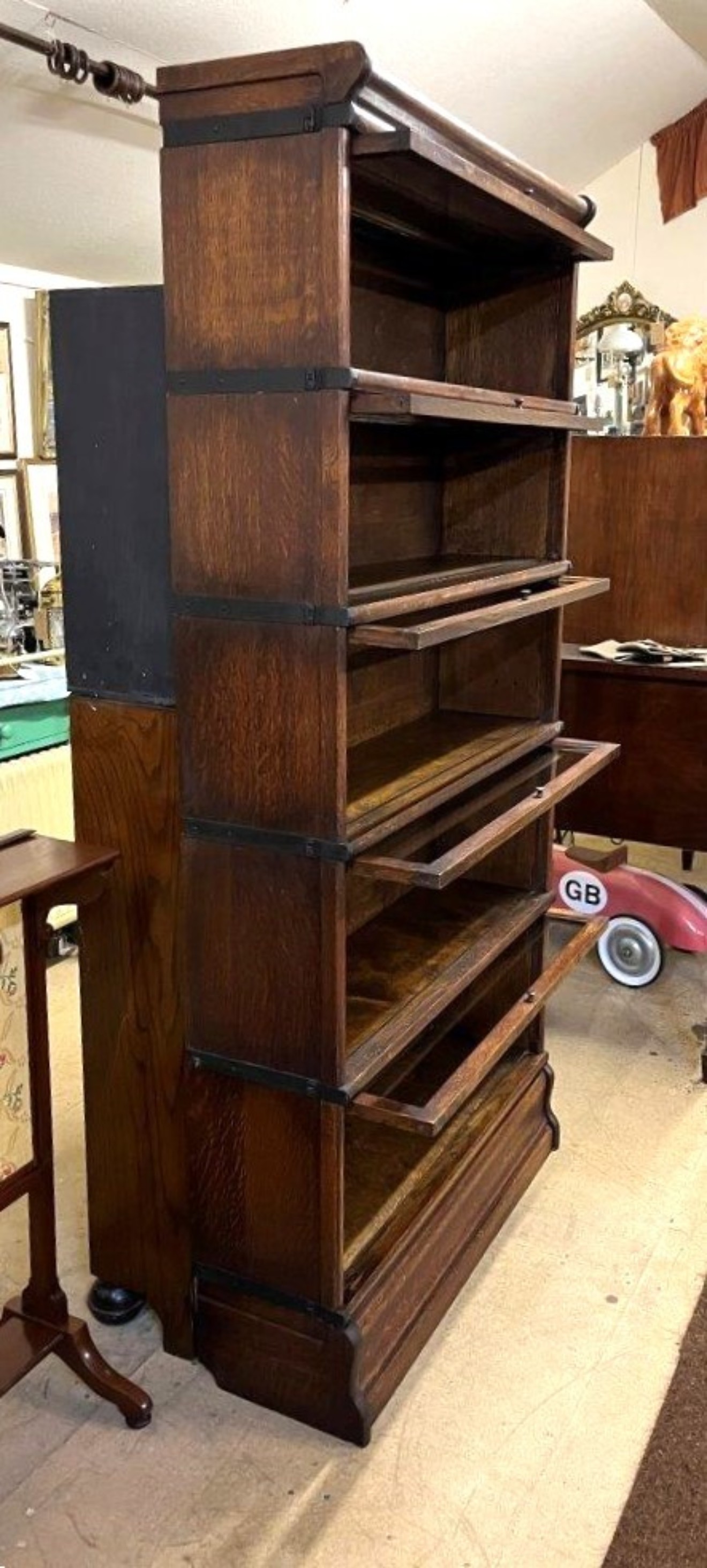 Antique 5 Tier Globe Wernicke Oak Barrister's Bookcase