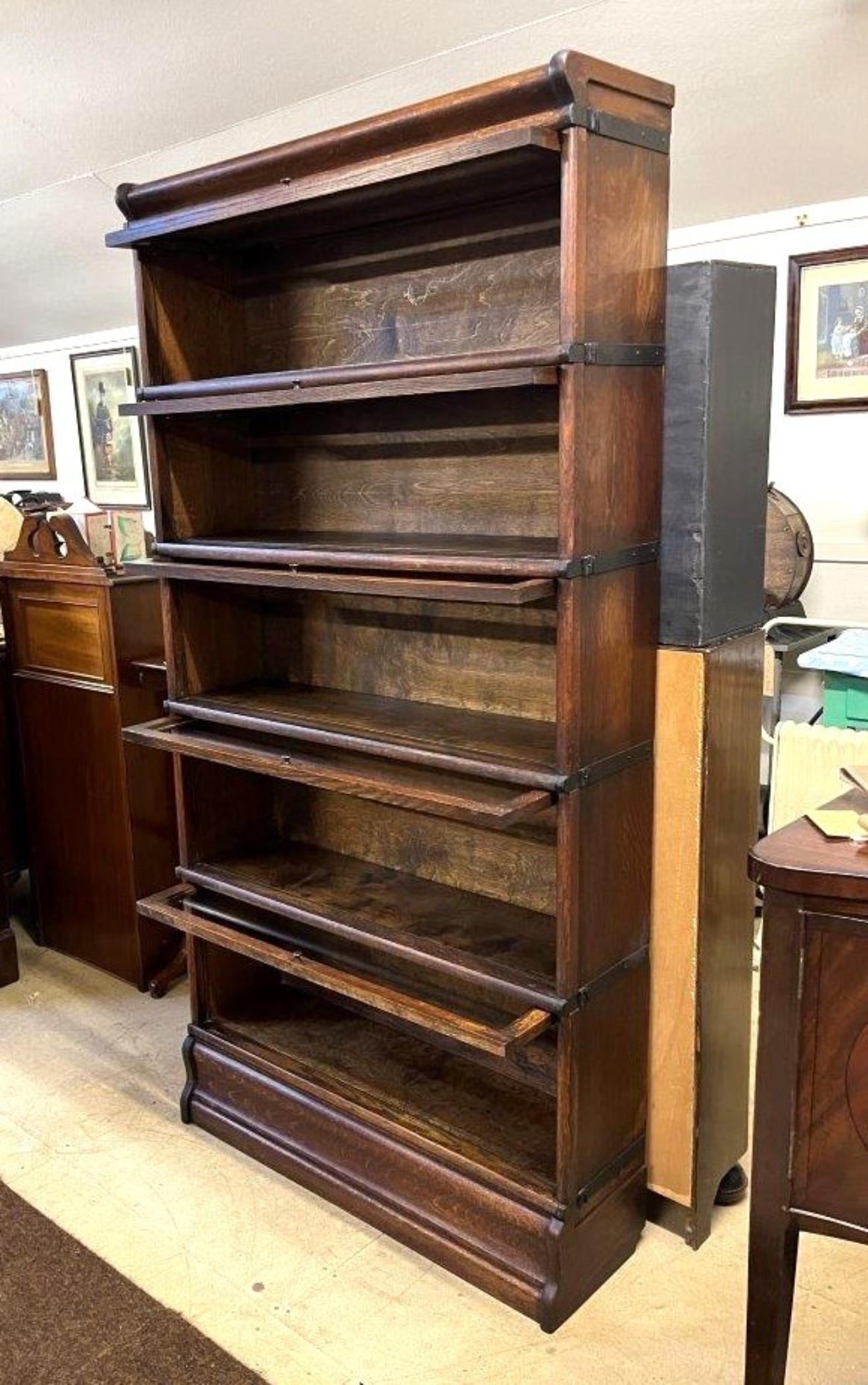 Antique 5 Tier Globe Wernicke Oak Barrister's Bookcase