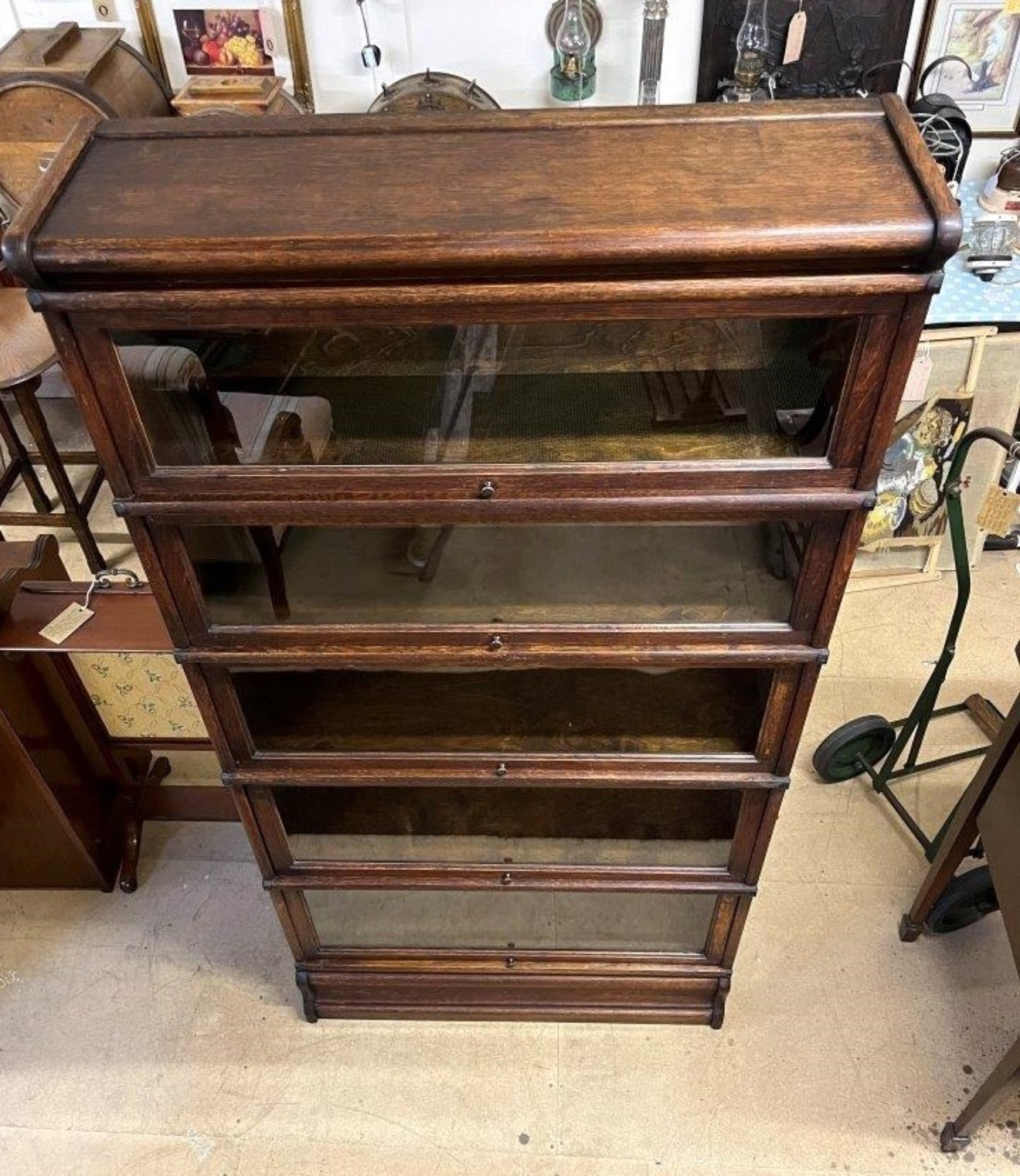 Antique 5 Tier Globe Wernicke Oak Barrister's Bookcase