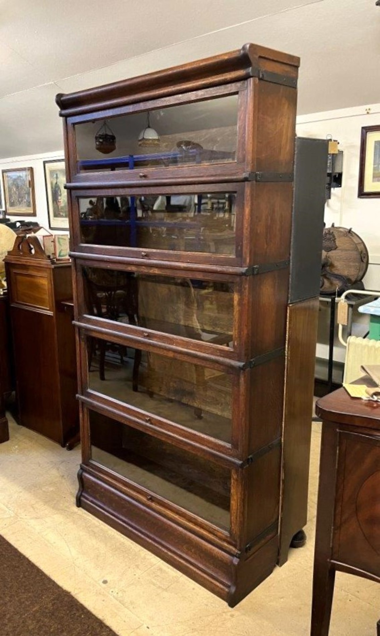 Antique 5 Tier Globe Wernicke Oak Barrister's Bookcase