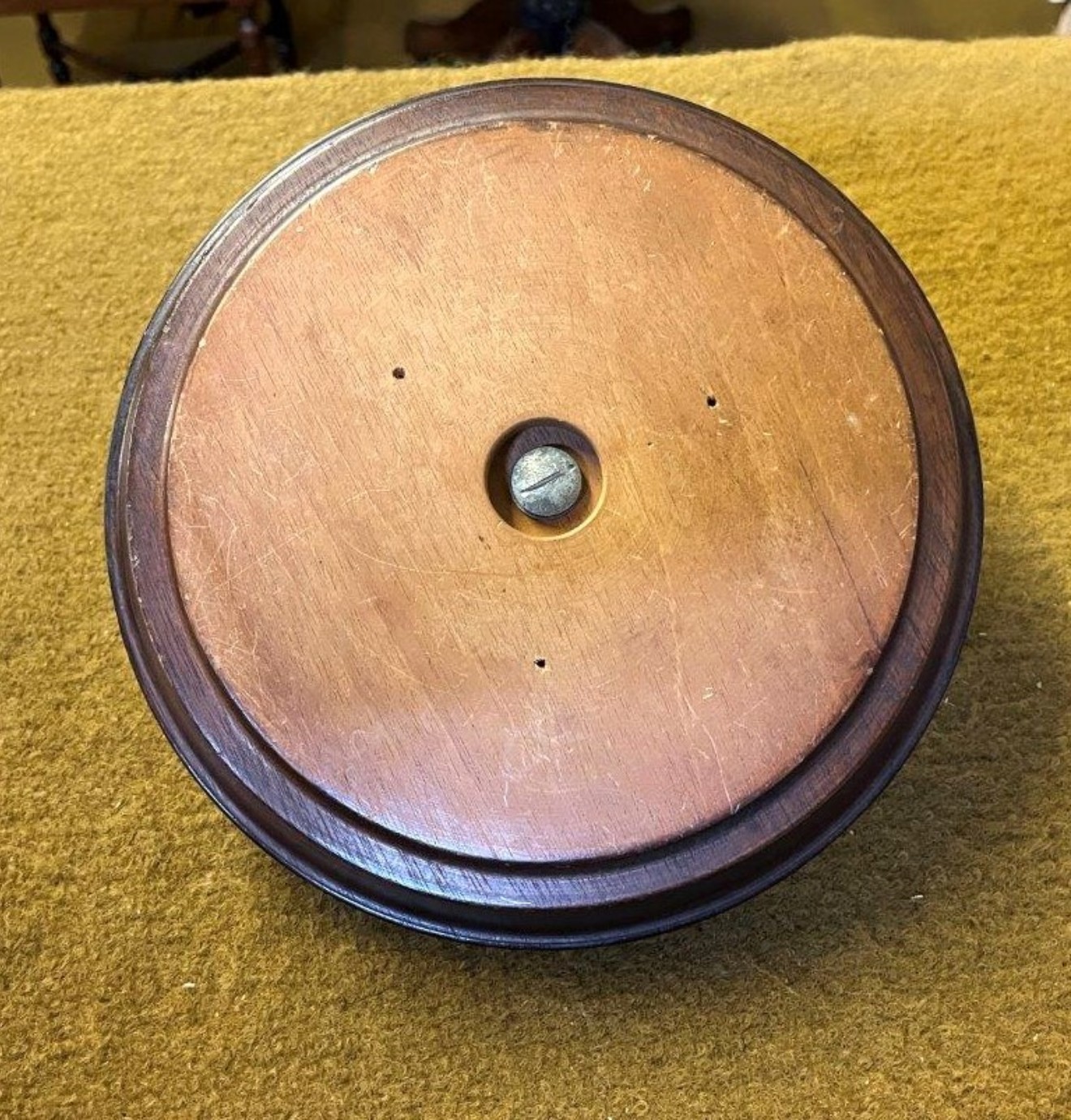 Vintage Hardwood Nut Bowl with Brass Ships Wheel Nut Cracker