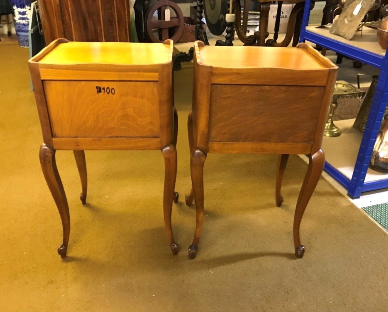 Mid Century Pair of French Louis XVI Style Cherrywood Bedside Night Stand Drawer Units