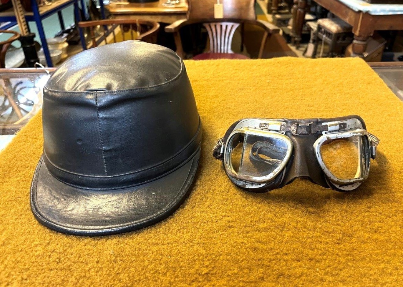 Vintage Motoring Helmet and Goggles