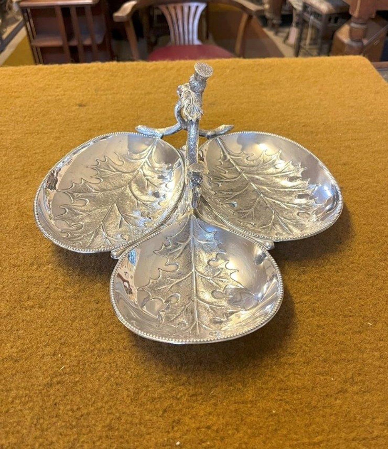 Antique Silver Plated Trio of Thistle Pattern Bon Bon / Sweet Dishes