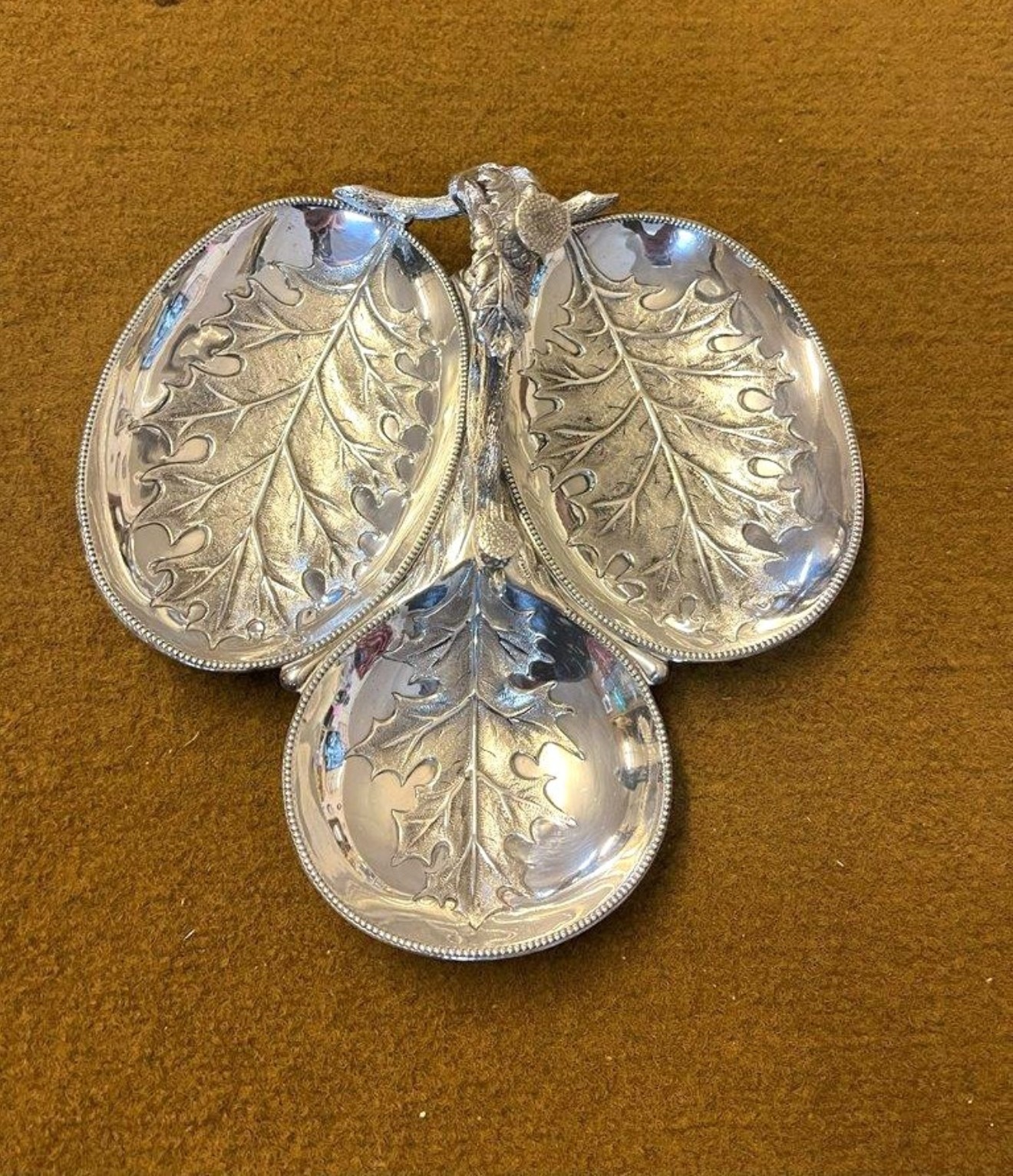 Antique Silver Plated Trio of Thistle Pattern Bon Bon / Sweet Dishes