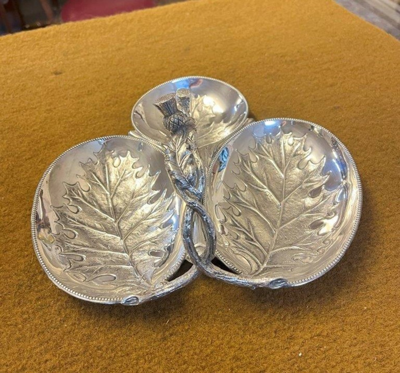 Antique Silver Plated Trio of Thistle Pattern Bon Bon / Sweet Dishes