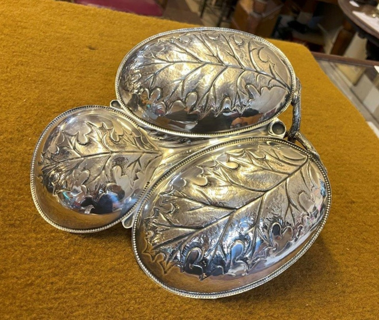 Antique Silver Plated Trio of Thistle Pattern Bon Bon / Sweet Dishes