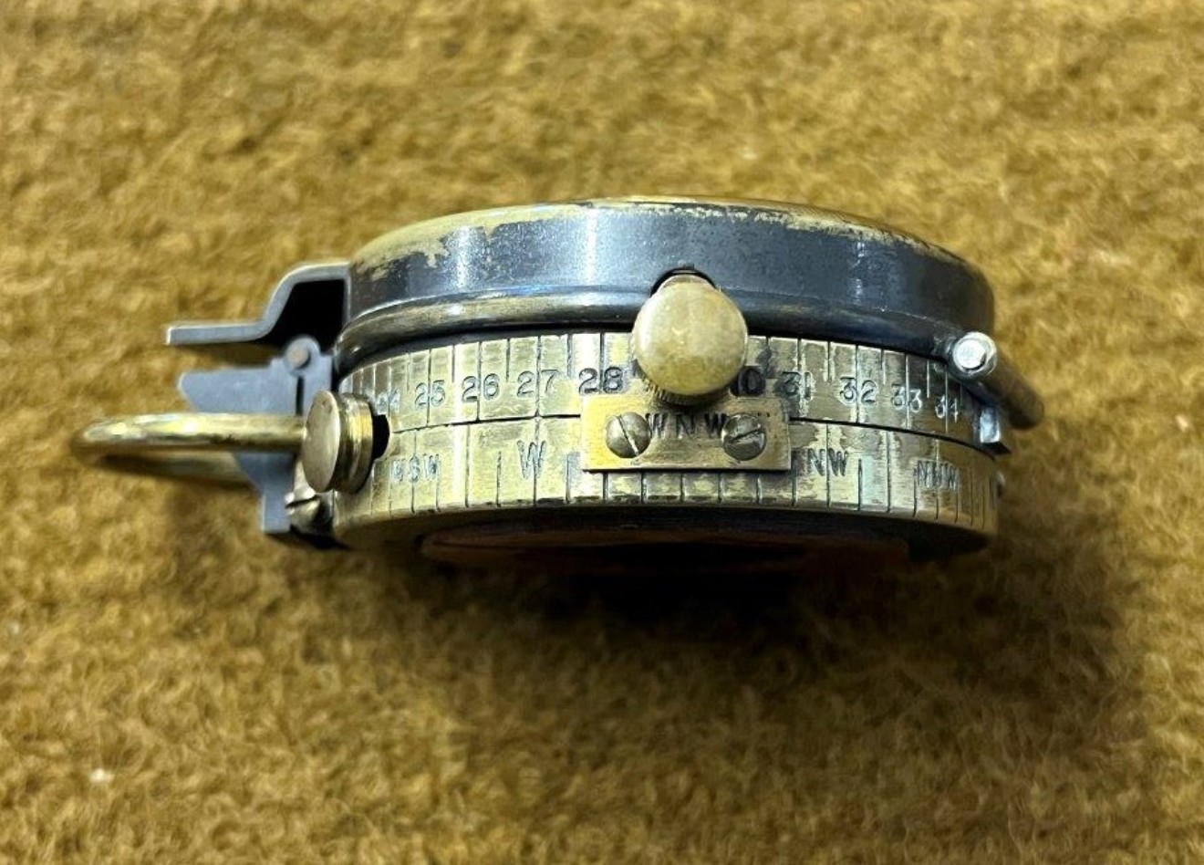 WW1 Officers Prismatic Marching Compass in Leather Case