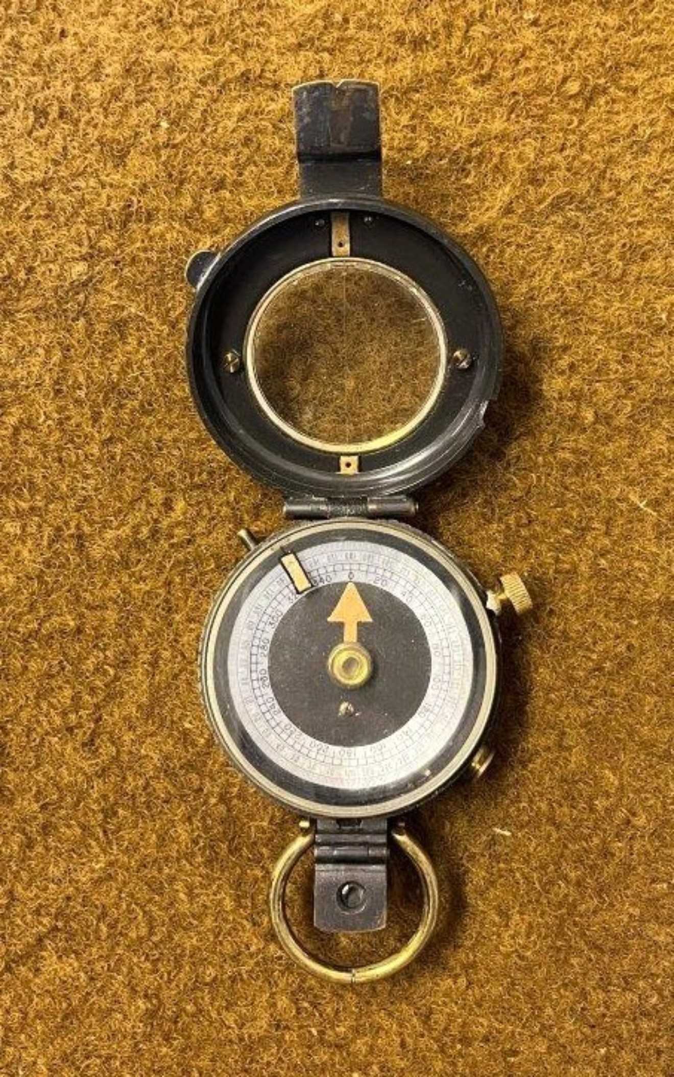 WW1 Officers Prismatic Marching Compass in Leather Case