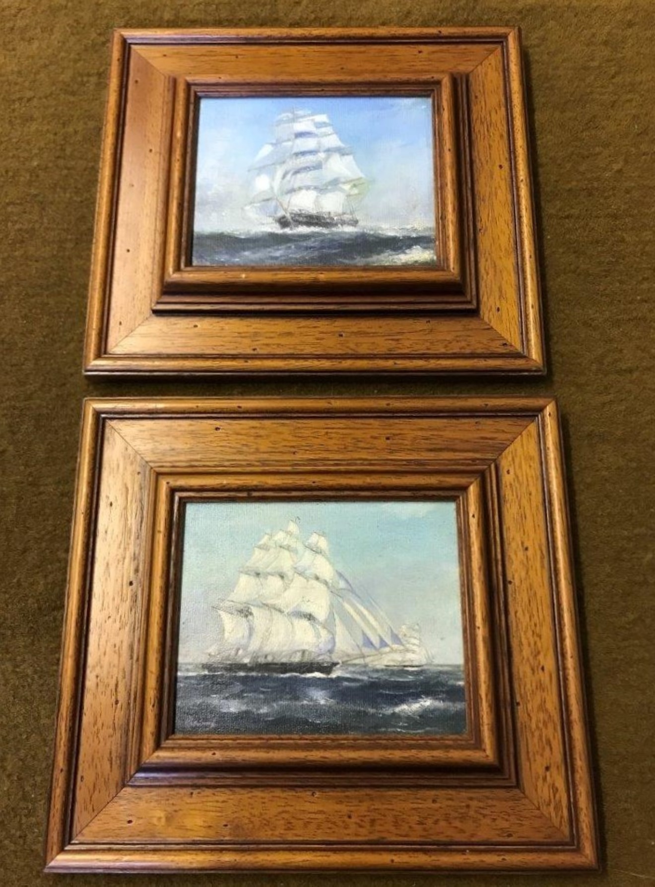 Vintage Pair of Paintings of The Tea Clippers "Taeping" and "Ariel" in The Great Tea Race of 1866, from China to London