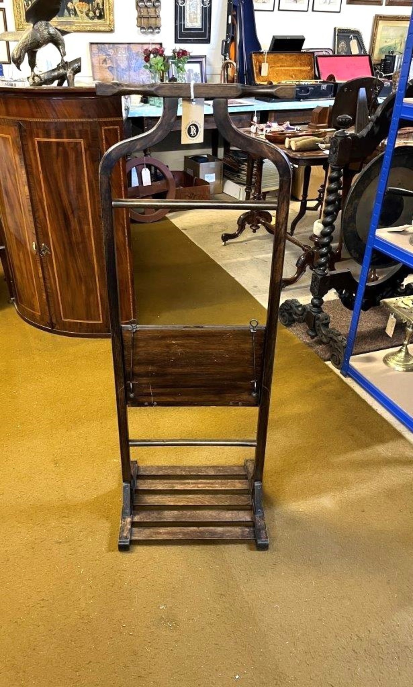 Antique Dark Oak Gentleman's Clothes Valet / Press