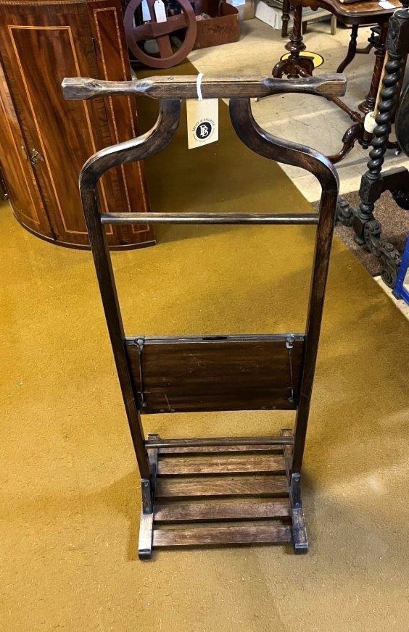 Antique Dark Oak Gentleman's Clothes Valet / Press