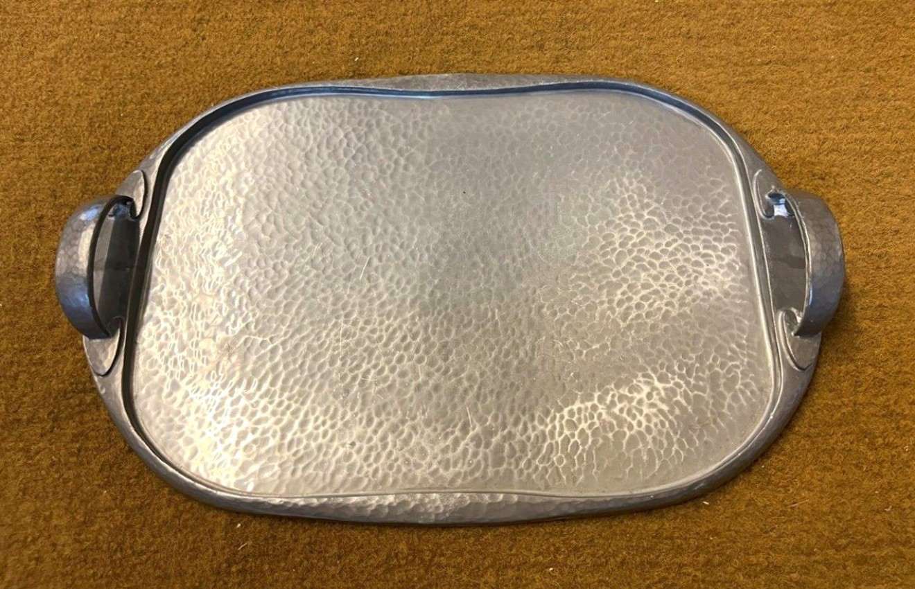 Arts & Crafts Tudric Pewter 14" Serving Tray Designed by Archibald Knox for Liberty & Co. London