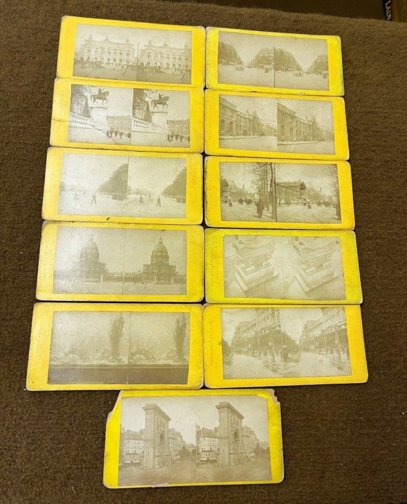 Set of 11 Paris Instantane Stereoscopic Photographs of Victorian Paris