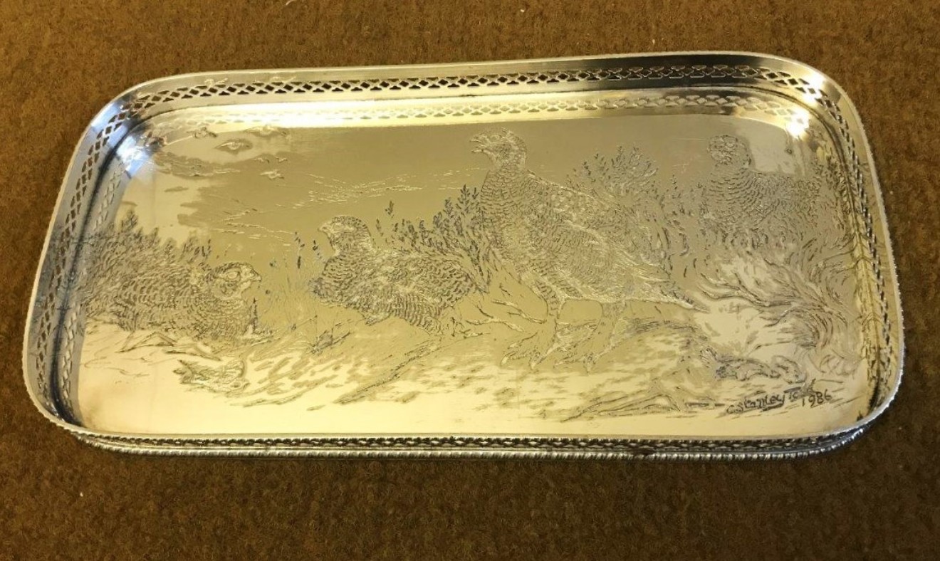 Vintage Silver Plated 'Famous Grouse Whisky' Drinks Tray