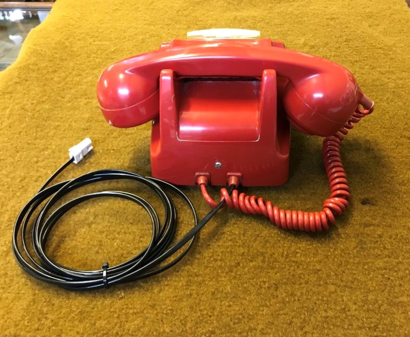 Vintage Red GPO 746F Rotary Dial Telephone Converted for BT Wall Socket and in Full Working Order