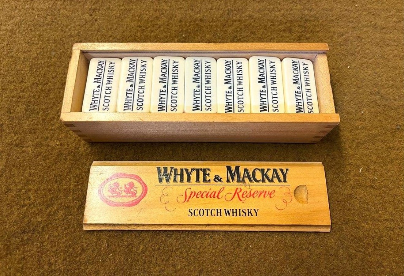 Vintage Set of Whyte & Mackay Special Reserve Scotch Whisky Dominos