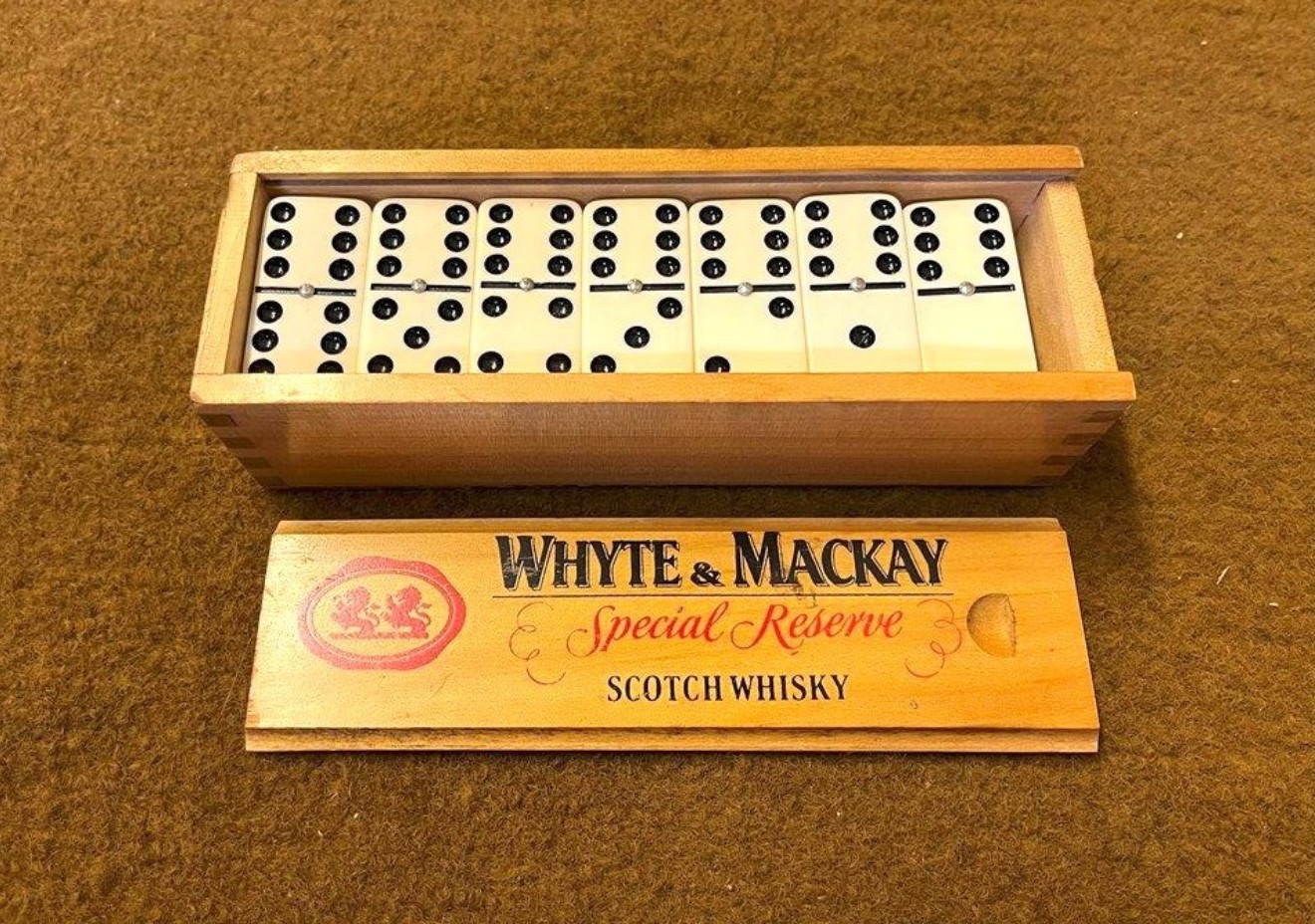 Vintage Set of Whyte & Mackay Special Reserve Scotch Whisky Dominos