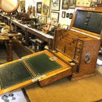 Edwardian Honey Oak Stationery Cabinet / Writing Slope