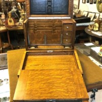 Edwardian Honey Oak Stationery Cabinet / Writing Slope