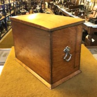 Edwardian Honey Oak Stationery Cabinet / Writing Slope