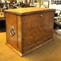 Edwardian Honey Oak Stationery Cabinet / Writing Slope