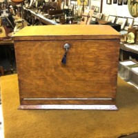 Edwardian Honey Oak Stationery Cabinet / Writing Slope