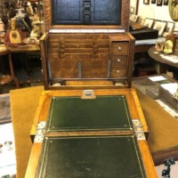 Edwardian Honey Oak Stationery Cabinet / Writing Slope