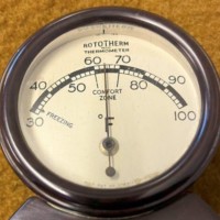 Vintage Rototherm Desktop Thermometer with Brown Bakelite