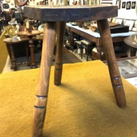 Vintage Signed Ben Setter Totnes Carved Oak Milking Stool