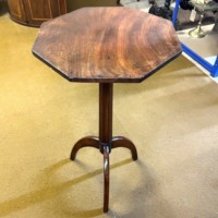 Regency Octagonal Figured Mahogany Tripod Wine / Lamp Table